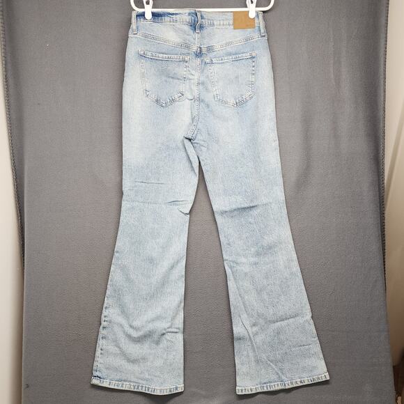 Aeropostale Jeans Women 12 High Rise Flare Blue Light Washed Distressed Western - Picture 2 of 16